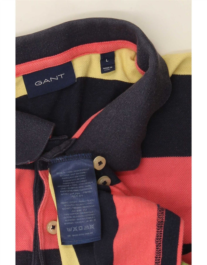 Polo da rugby da uomo Gant grande in cotone a righe multicolori
