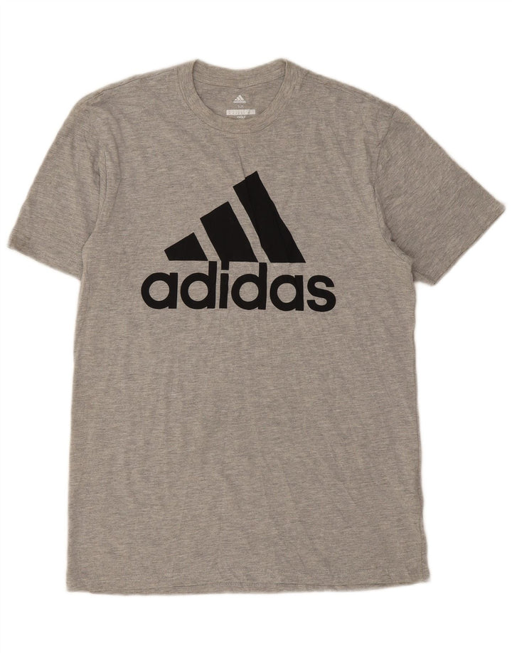 T-shirt grafica da uomo Adidas Top in poliestere chiazzato grigio medio