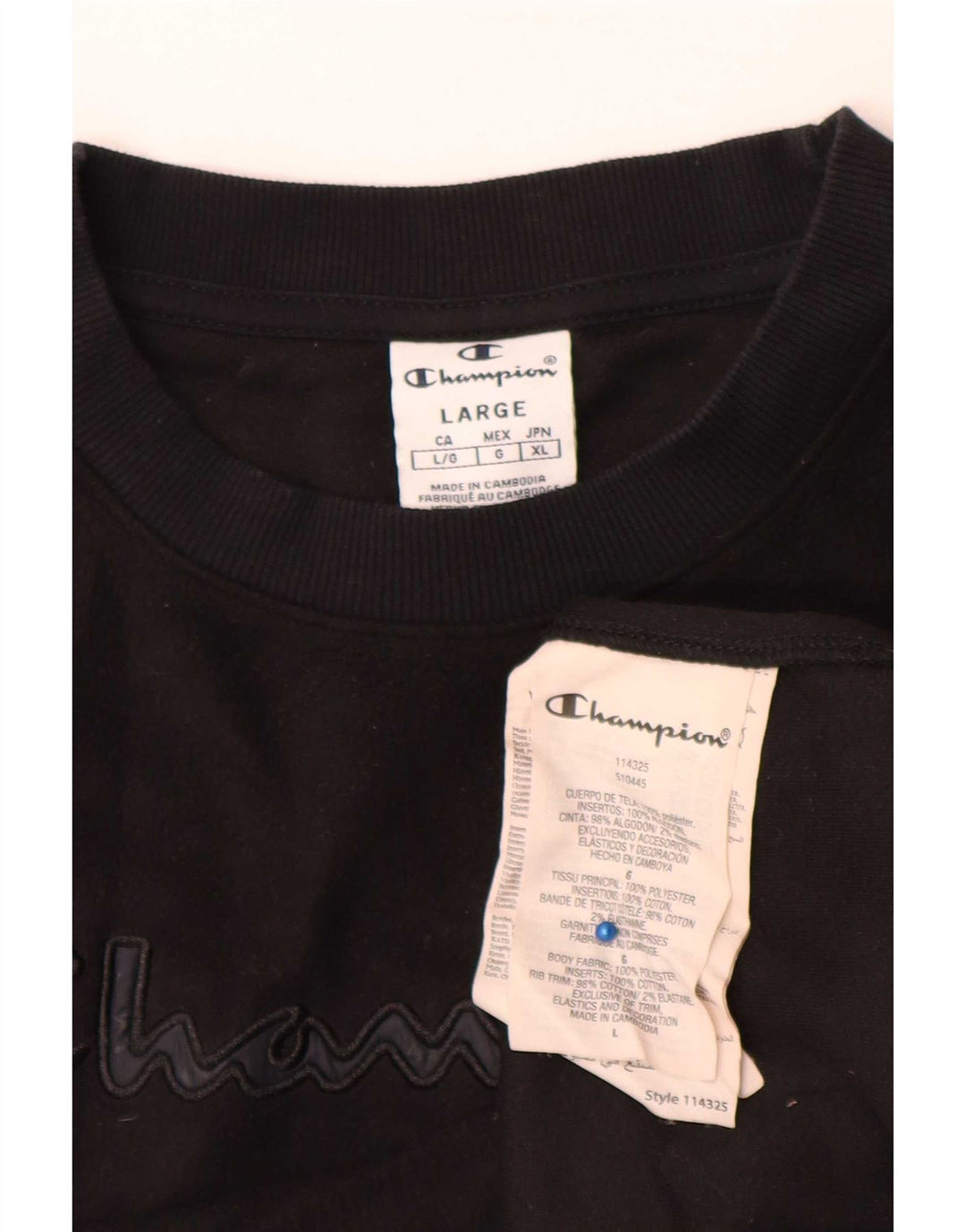 Felpa con grafica corta da donna Champion, taglia UK 16, grande, nera