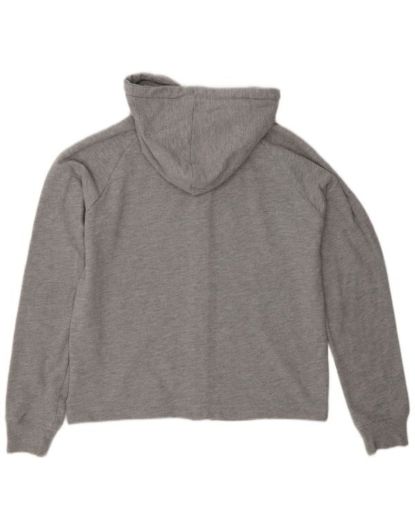 TOMMY HILFIGER Maglione con cappuccio e zip grafica da donna UK 10 piccolo cotone grigio