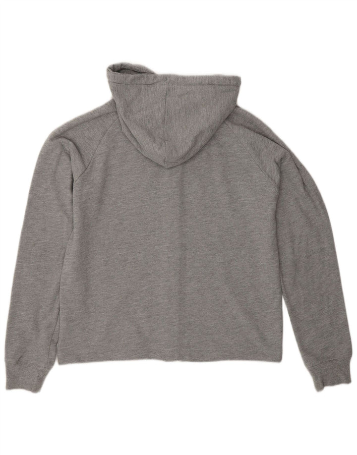 TOMMY HILFIGER Maglione con cappuccio e zip grafica da donna UK 10 piccolo cotone grigio