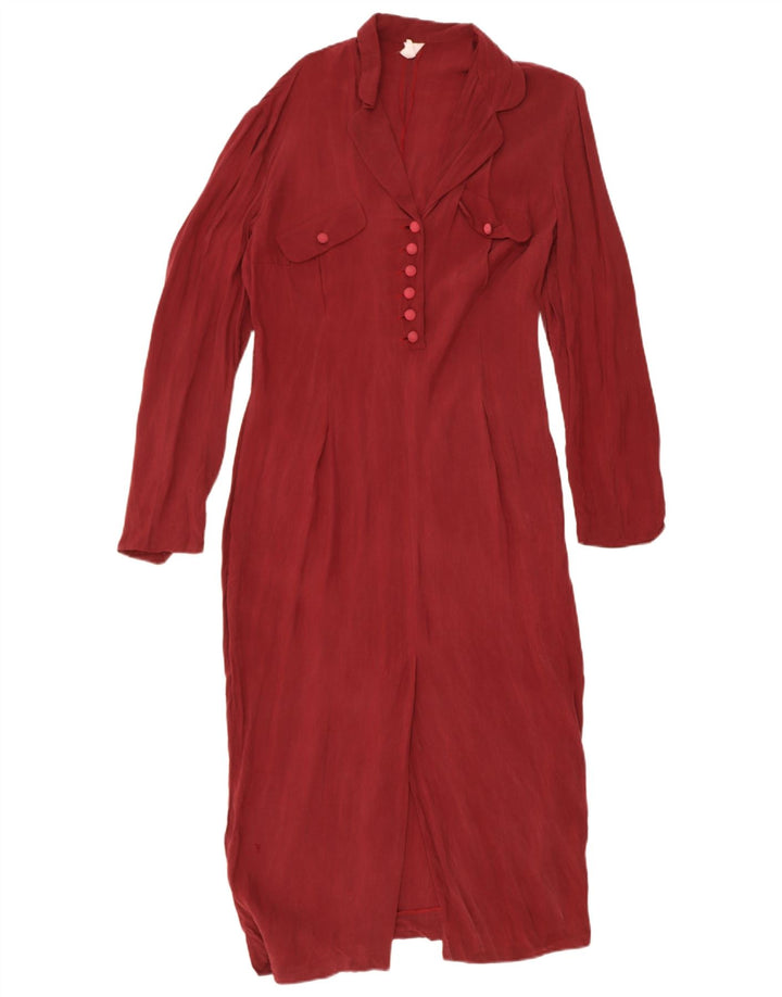 VINTAGE Womens Long Sleeve Maxi Dress IT 44 Medium Burgundy Cupro