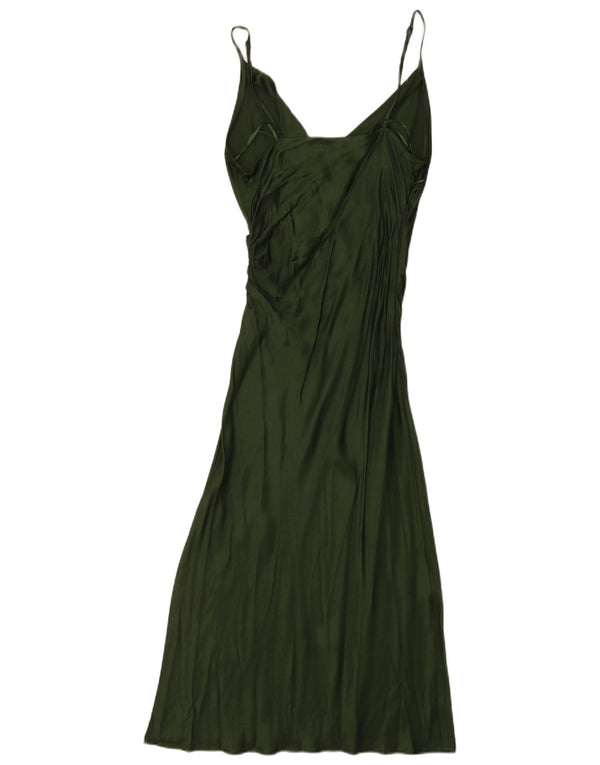 Vestito lungo senza maniche da donna Zara UK 8 Small verde viscosa