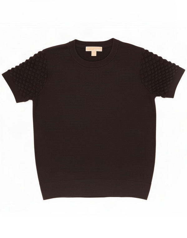 Michael Kors Womens Short Sleeve Boat Neck Jumper Sweater UK 10 Small Black