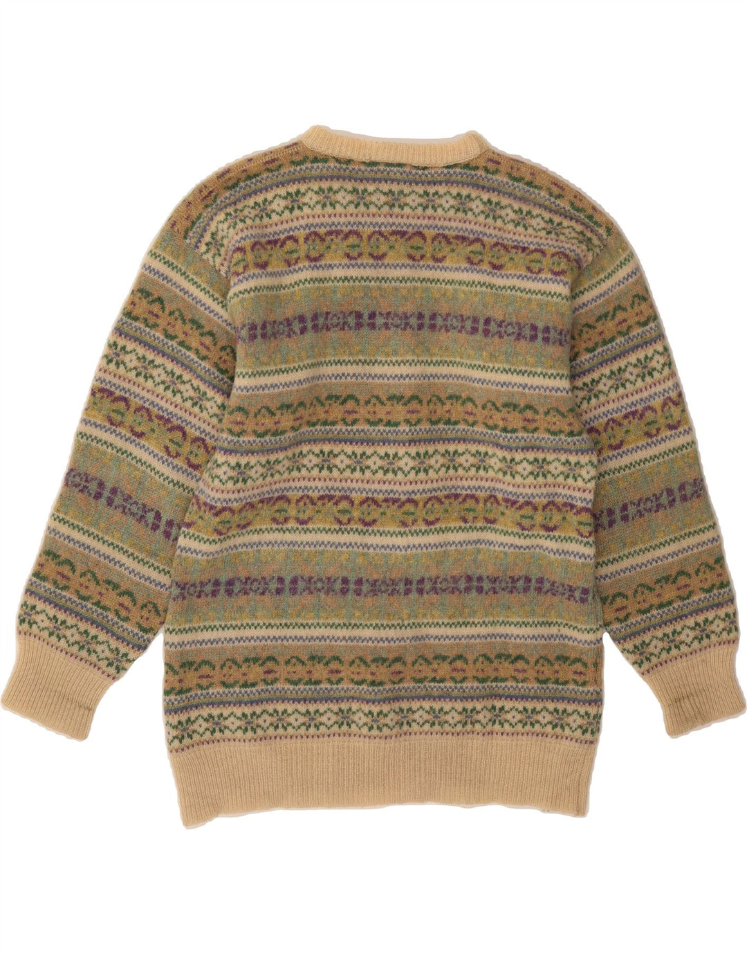 MICHAEL ROSS Maglione maglione girocollo da uomo piccolo verde Fair Isle