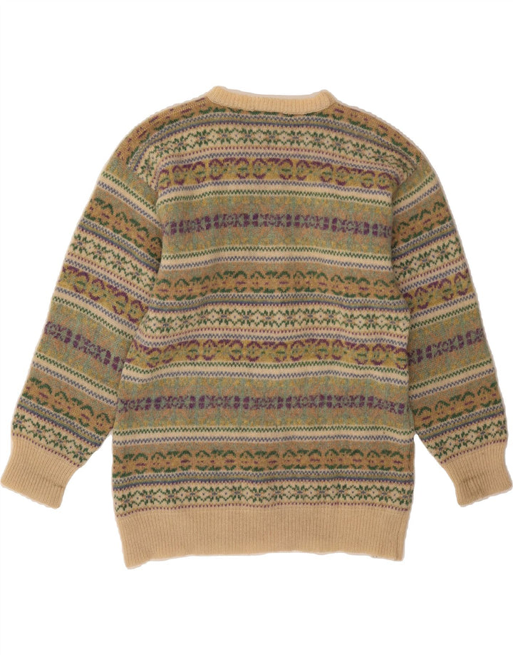 MICHAEL ROSS Maglione maglione girocollo da uomo piccolo verde Fair Isle