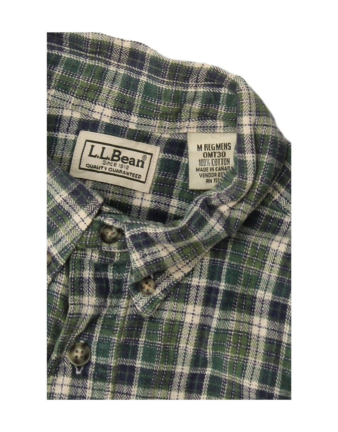 Camicia da uomo in flanella L.L.Bean in cotone scozzese verde medio