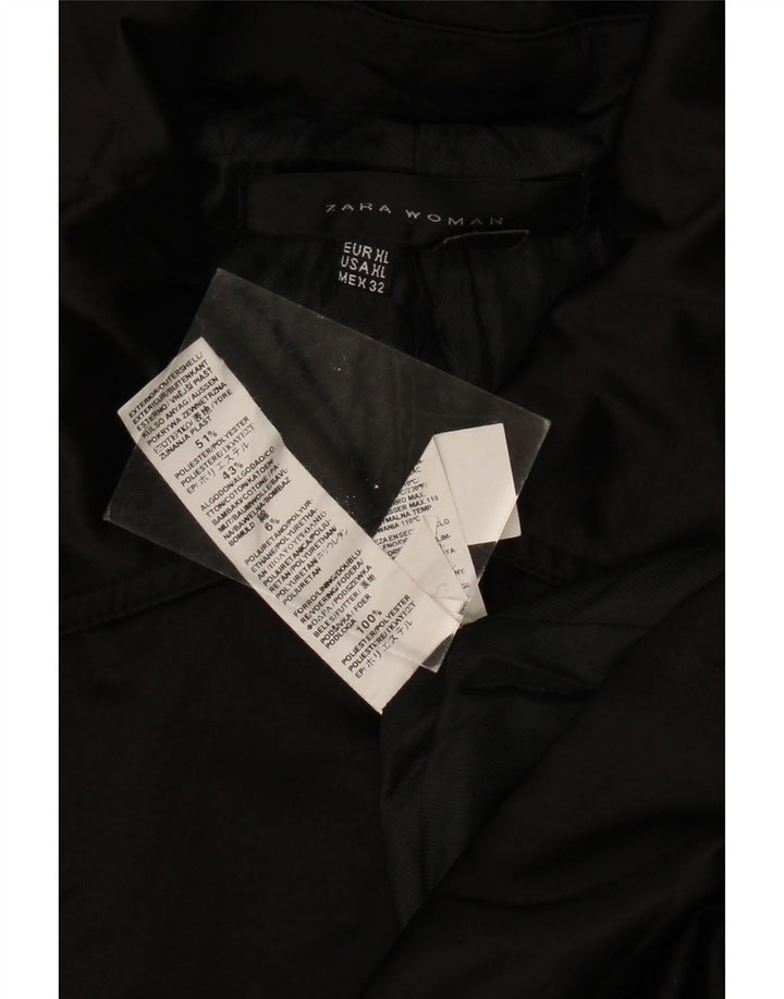 ZARA Womens Trench Coat UK 18 XL Black Polyester