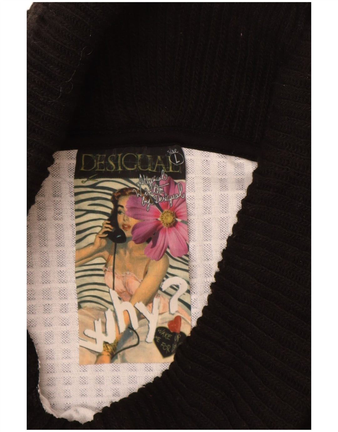 Desigual Abito tubino con collo alto da donna UK 14 Grande viscosa geometrica nera