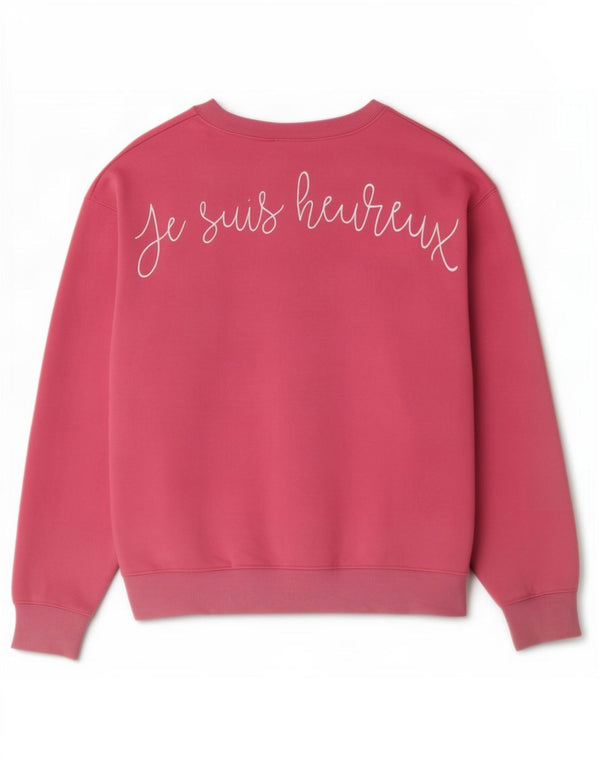 Topshop Felpa oversize con grafica da donna Maglione UK 10 Piccolo cotone rosa