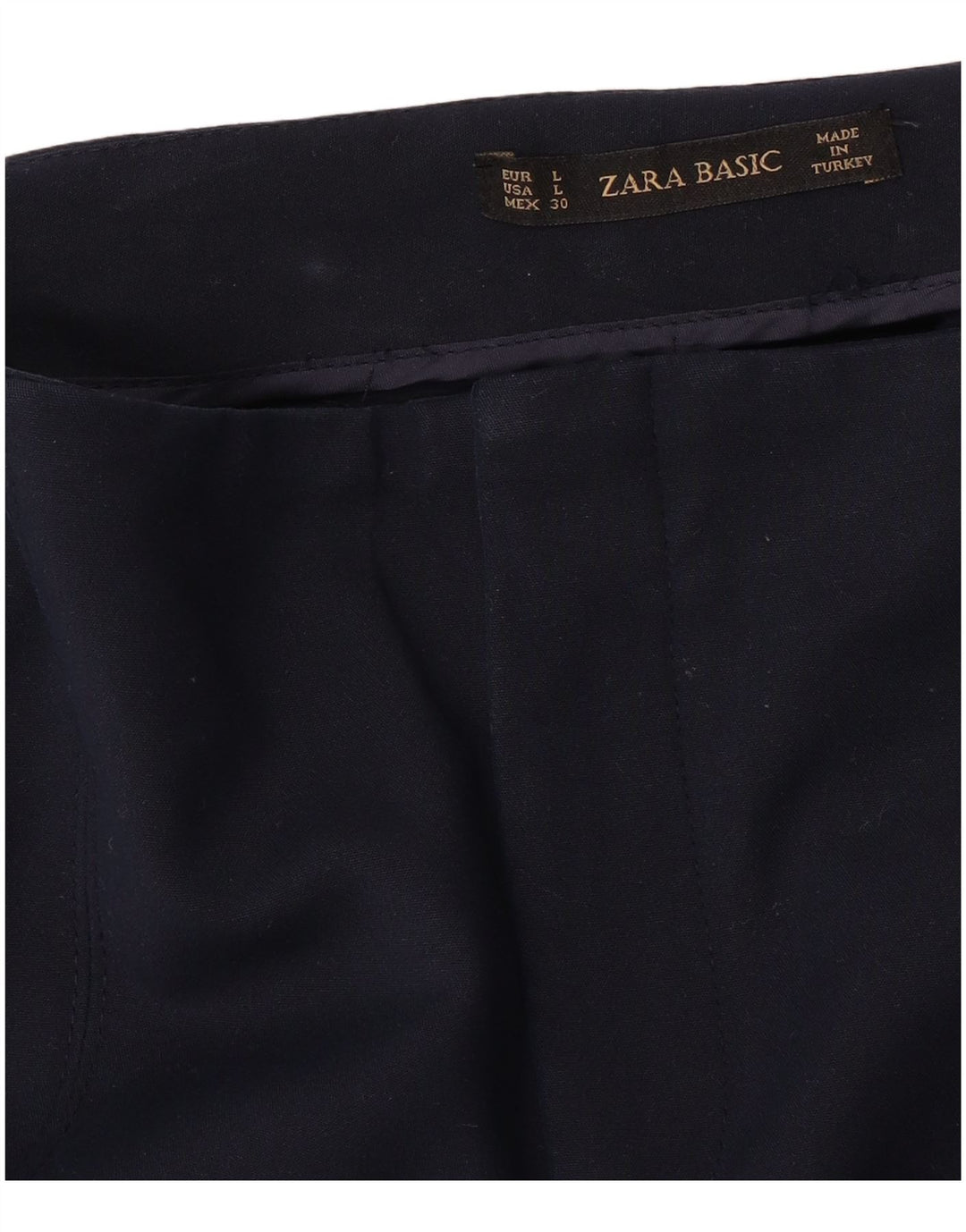 Pantaloni casual slim da donna ZARA grandi W32 L29 blu navy