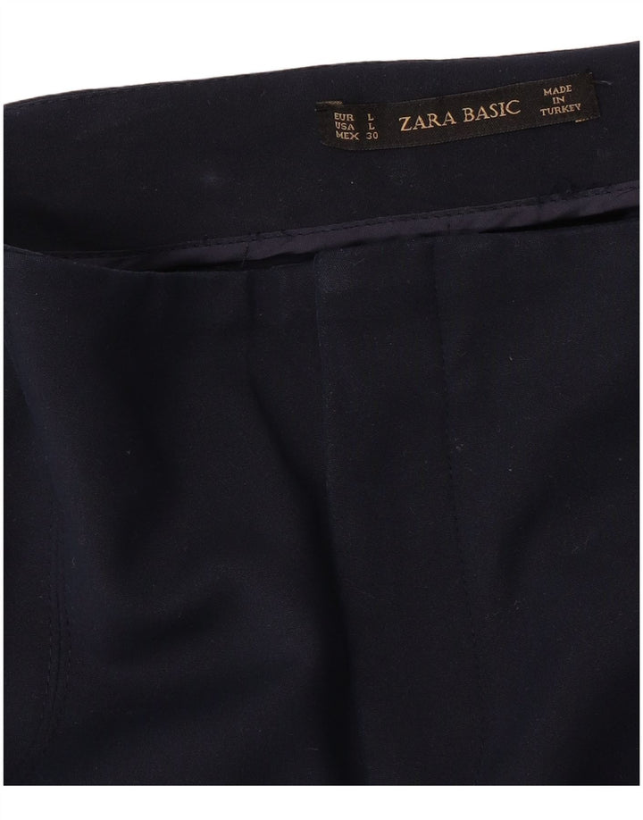 Pantaloni casual slim da donna ZARA grandi W32 L29 blu navy