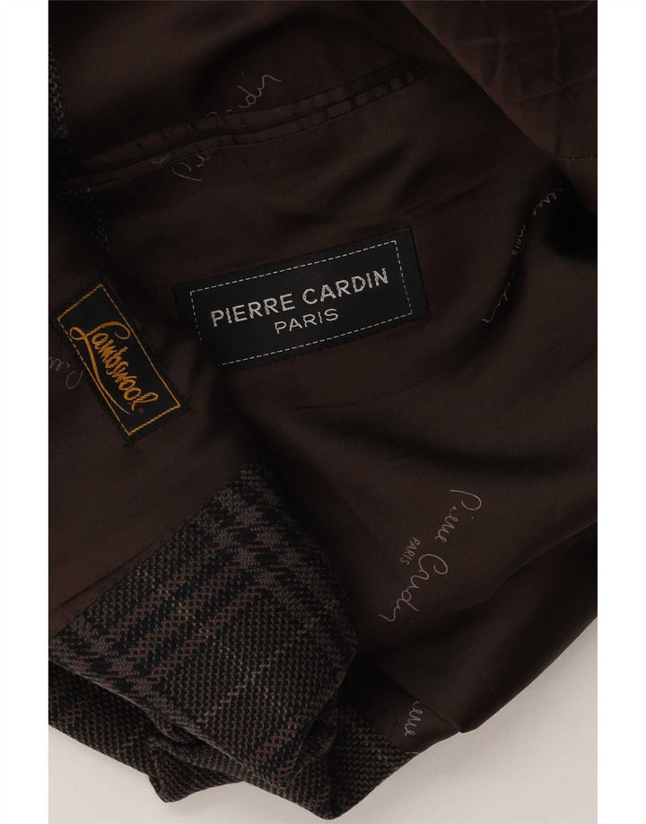 Giacca blazer da uomo a 2 bottoni Pierre Cardin UK 40 grande pied de poule marrone