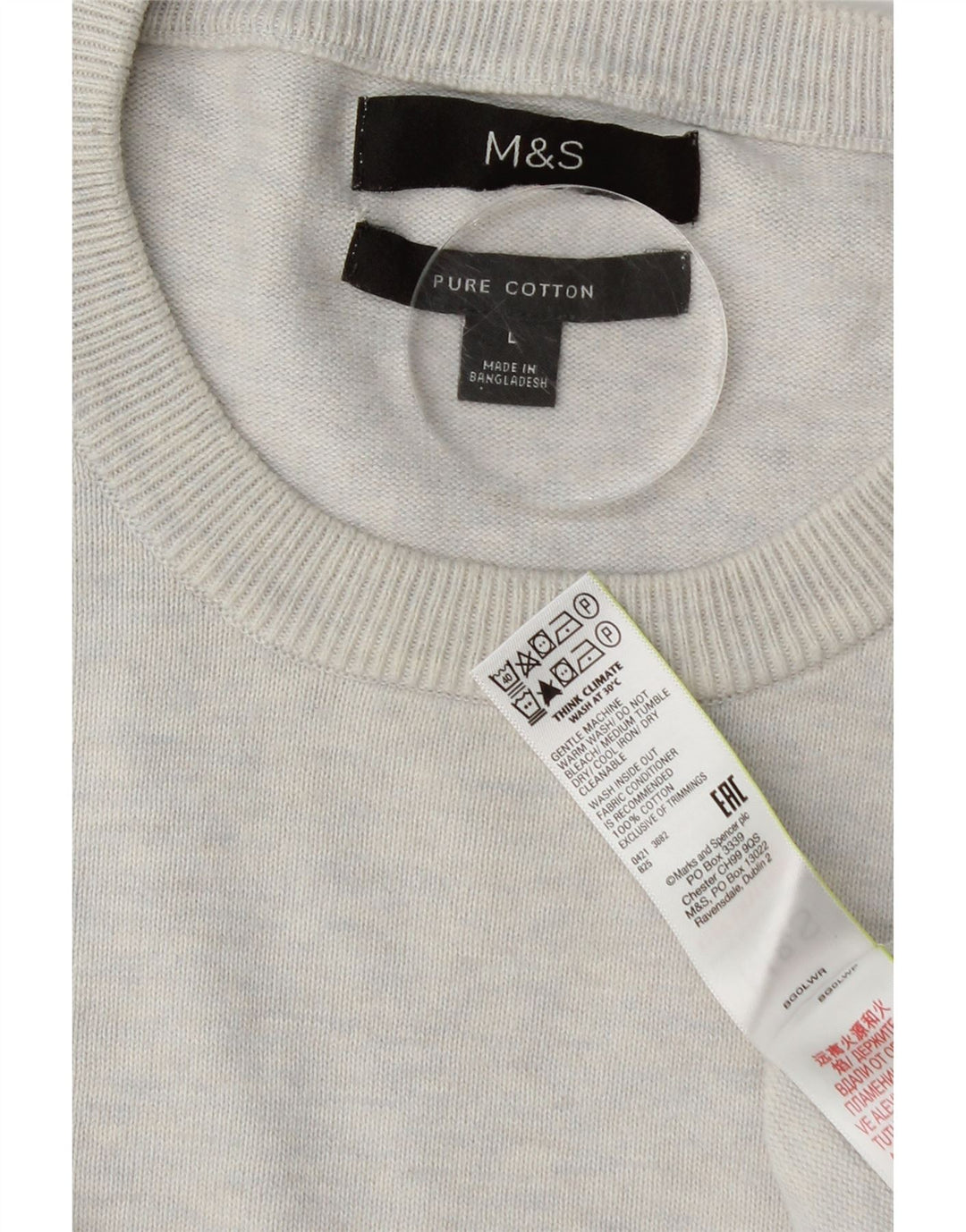 Maglione maglione girocollo da uomo Marks & Spencer grande cotone grigio