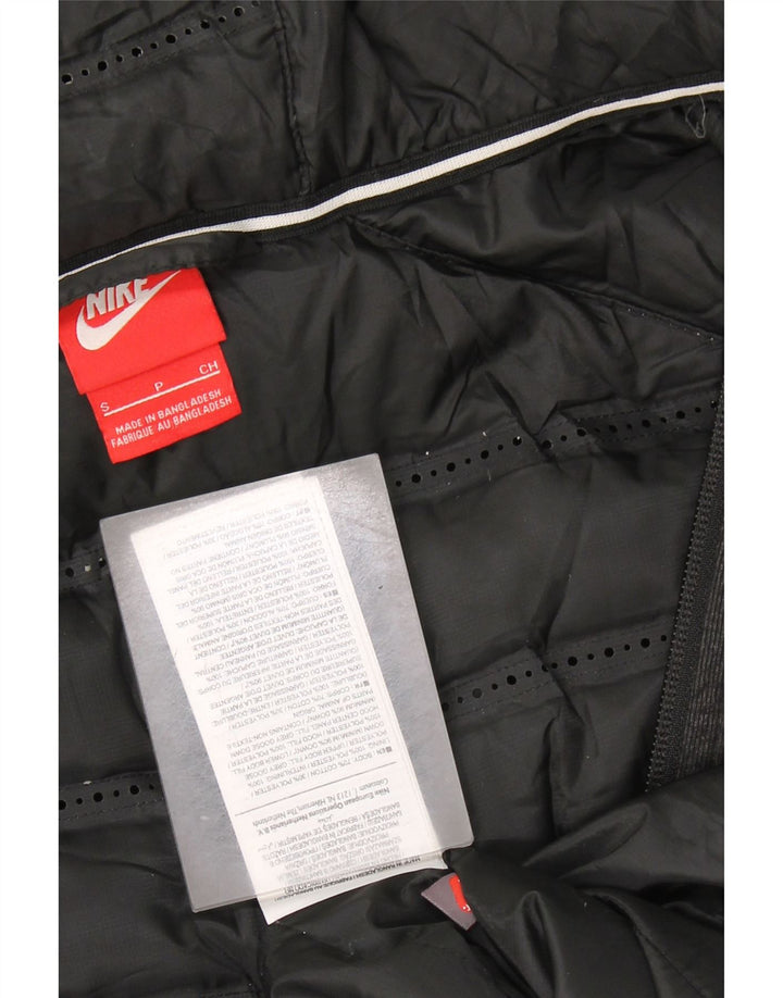NIKE Giacca a vento oversize con cappuccio da donna UK 10 Small Grigio Poliestere