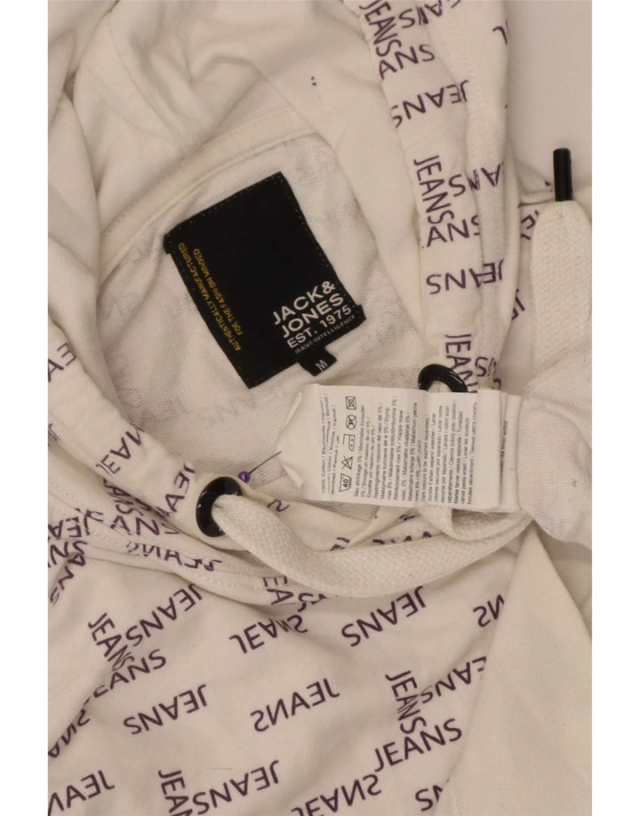 Maglione con cappuccio grafico da uomo Jack & Jones in cotone bianco medio