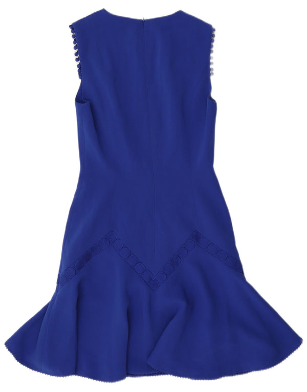 Abito tubino senza maniche da donna Karen Millen UK 8 piccolo triacetato blu