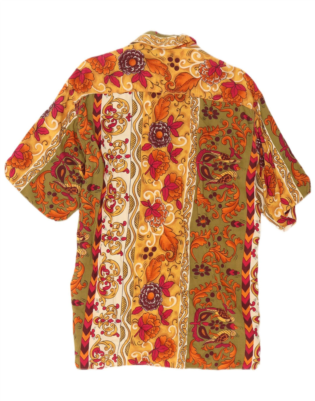 Camicia a maniche corte alta da uomo vintage XL floreale multicolore