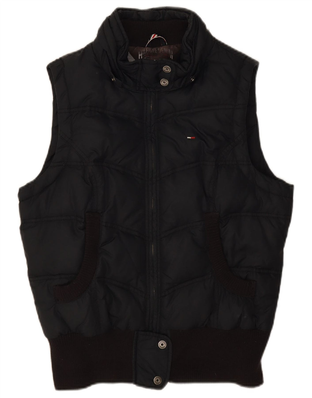Gilet imbottito da donna Tommy Hilfiger UK 14 grande poliestere nero