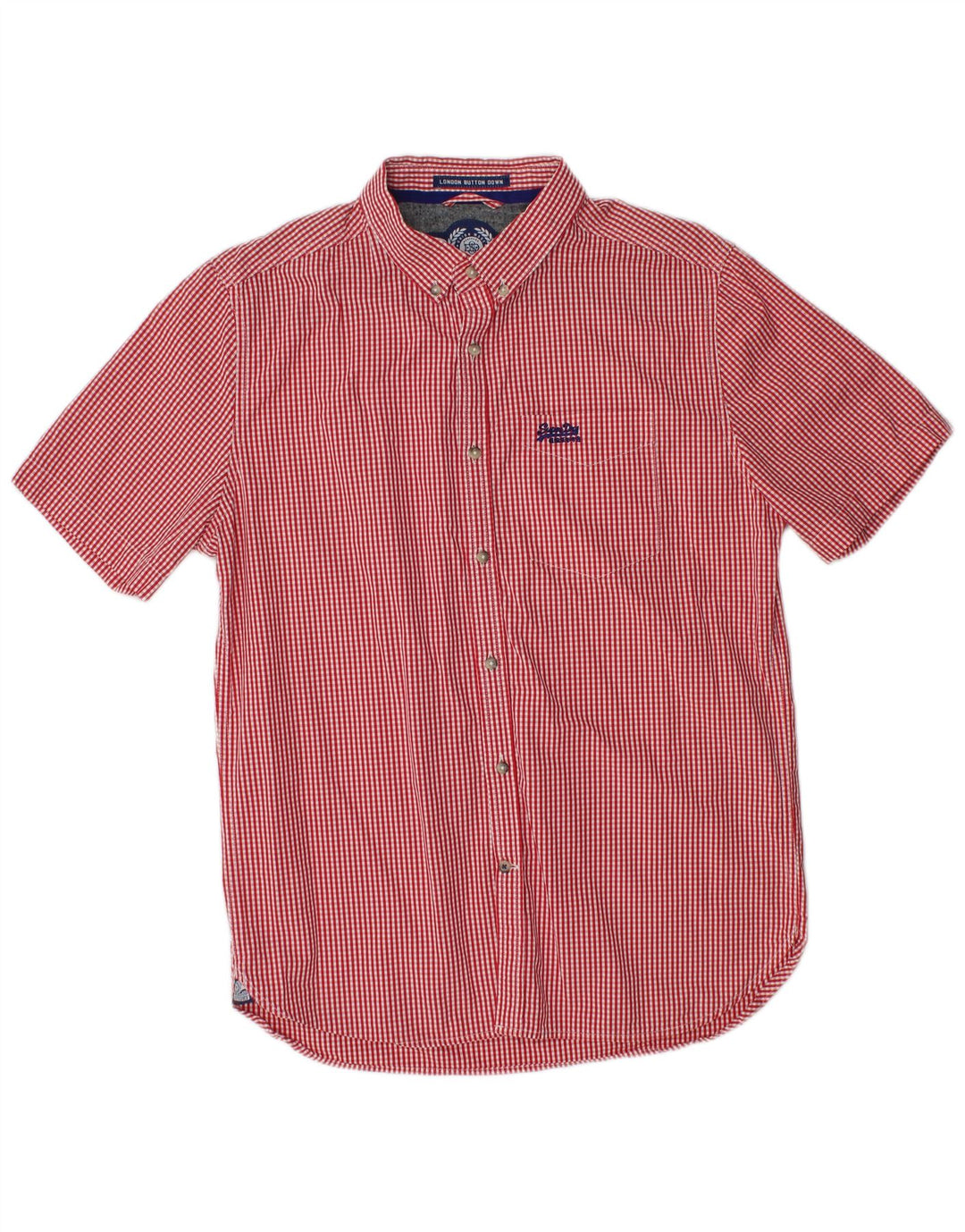 Camicia a maniche corte da uomo SUPERDRY grande in cotone a quadretti rossi