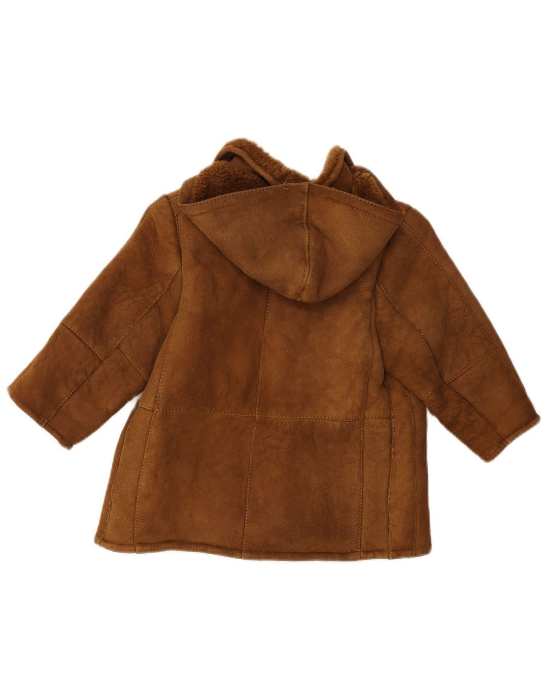 Giubbotto vintage in shearling con cappuccio per bambina 7-8 anni Marrone