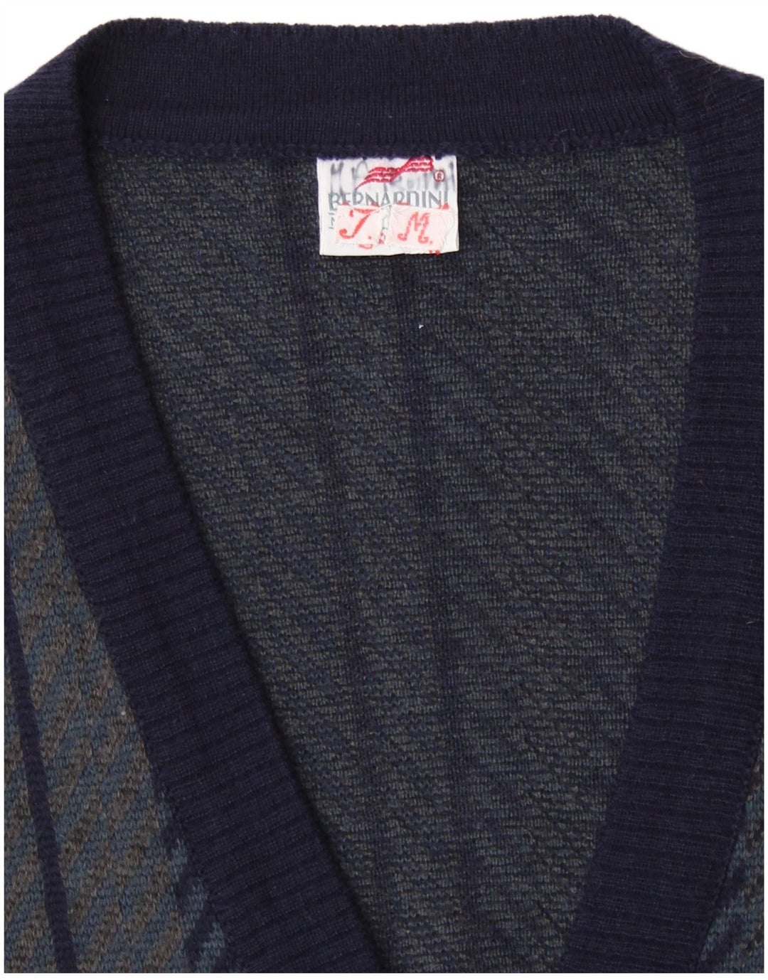 Maglione cardigan da uomo Bernardini piccolo blu navy geometrico
