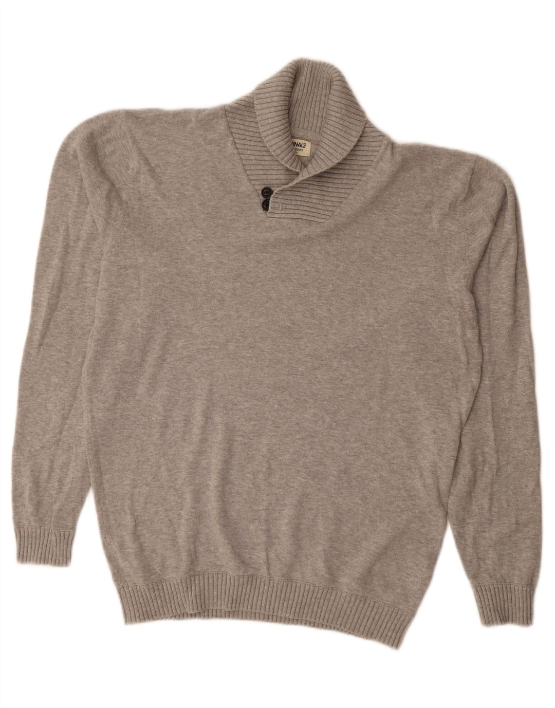 JACK & JONES Maglione da uomo con collo a scialle grande in cotone grigio