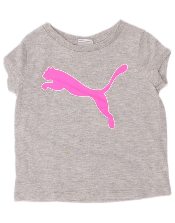 T-shirt grafica Puma da bambina a maniche corte, 18-24 mesi, grigia mélange