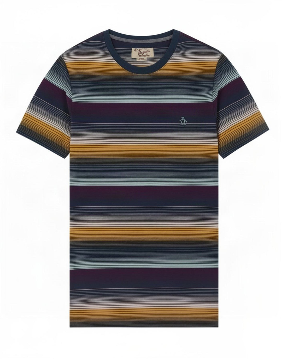 T-shirt da uomo Penguin Top a righe multicolori medie