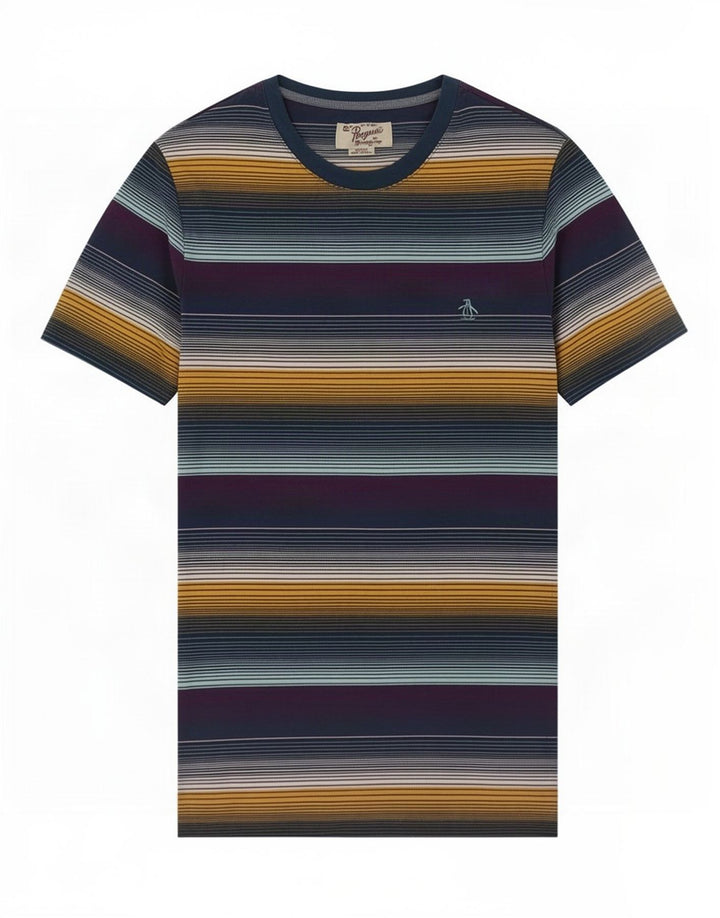 T-shirt da uomo Penguin Top a righe multicolori medie