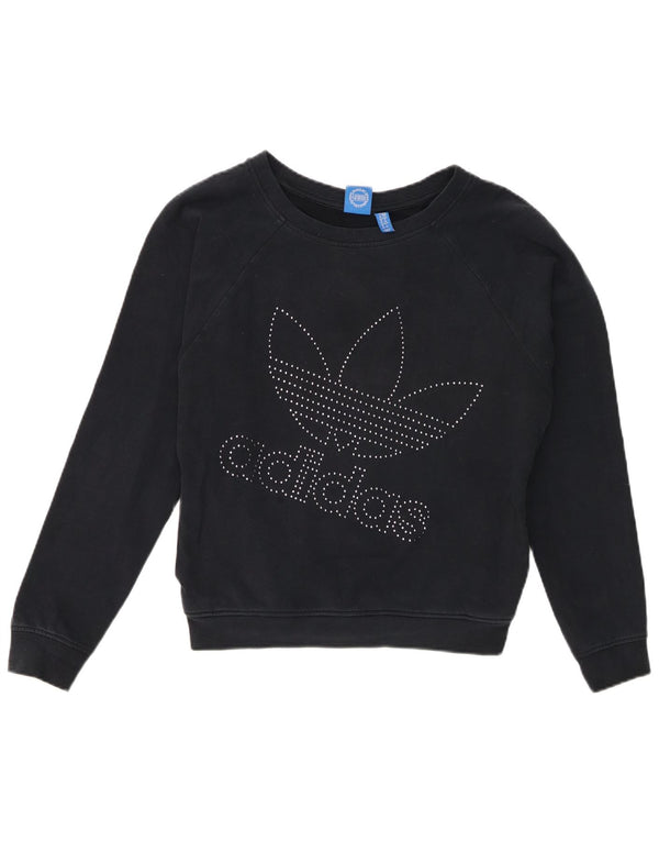 Felpa oversize grafica da donna Adidas UK 10 Small Blu Navy