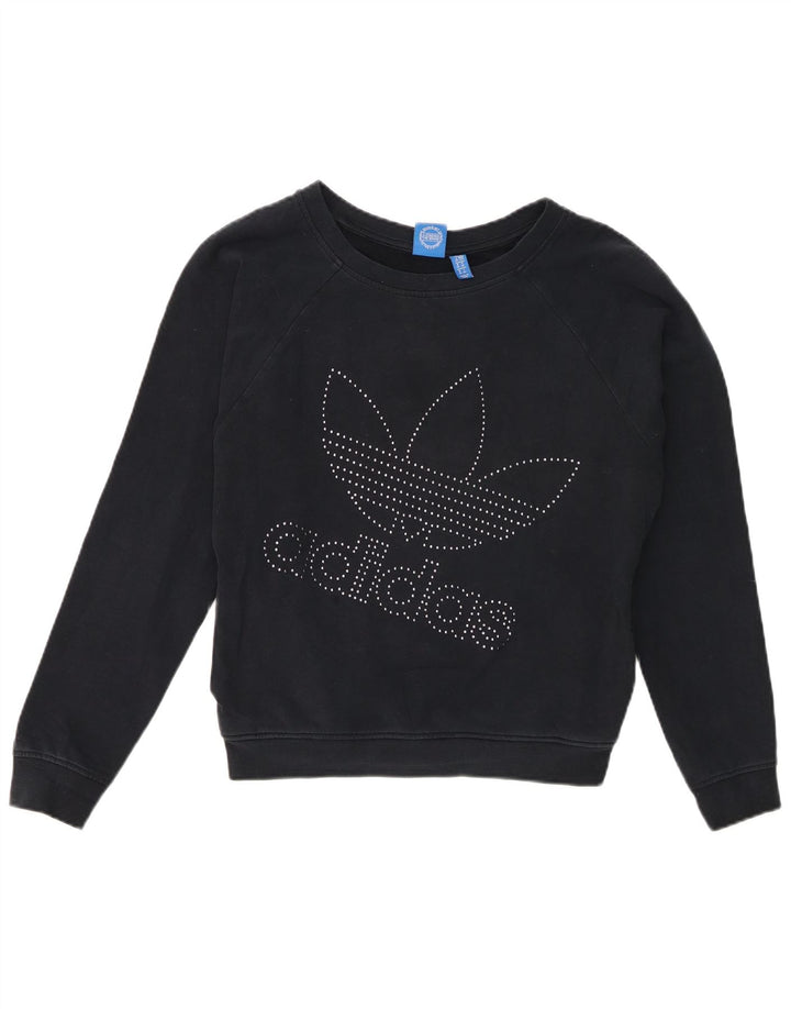 Felpa oversize grafica da donna Adidas UK 10 Small Blu Navy