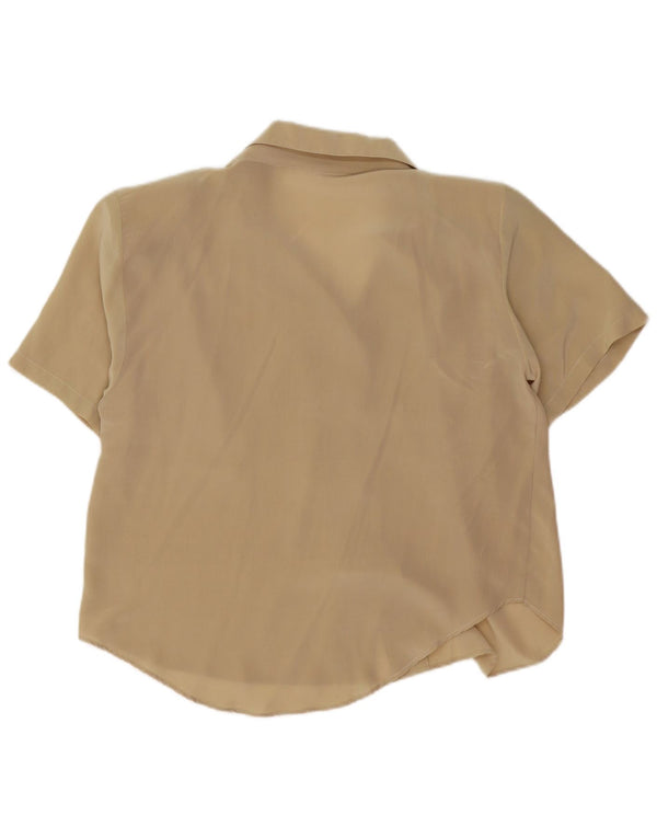 Camicetta oversize a maniche corte da donna vintage UK 14 Seta beige media