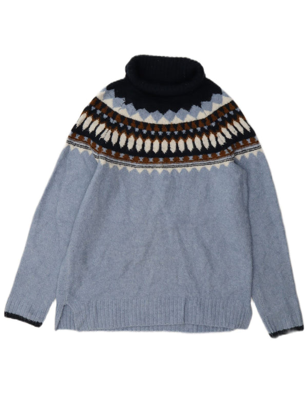 Maglione maglione a collo alto da donna Marks & Spencer UK 6 XS Blu Fair Isle