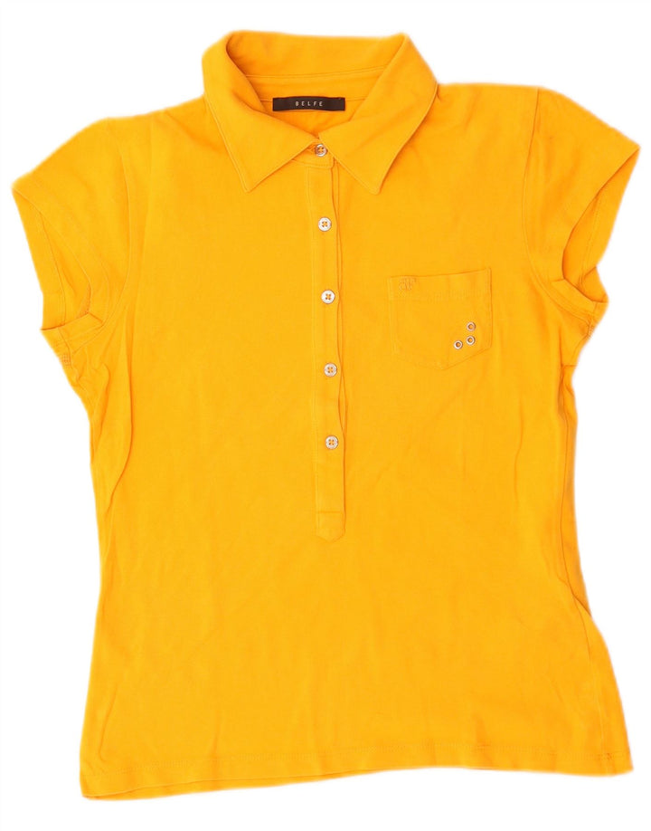 Polo da donna Belfe UK 10 piccola in cotone giallo