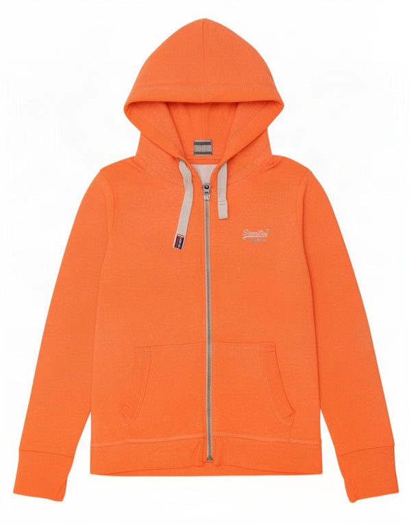 Felpa con cappuccio e zip da donna Superdry UK 18 XL Poliestere chiazzato arancione