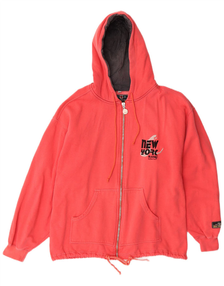 Maglione con cappuccio e zip grafica da uomo di Zio Sam in cotone rosso medio