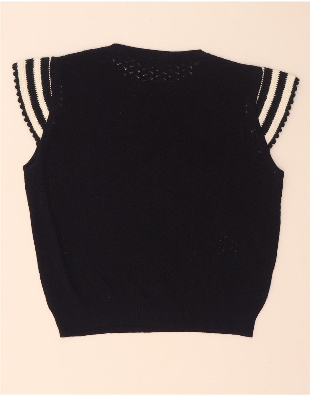 Top Zara da donna in maglia corta in maglia UK 12 medio a righe blu navy