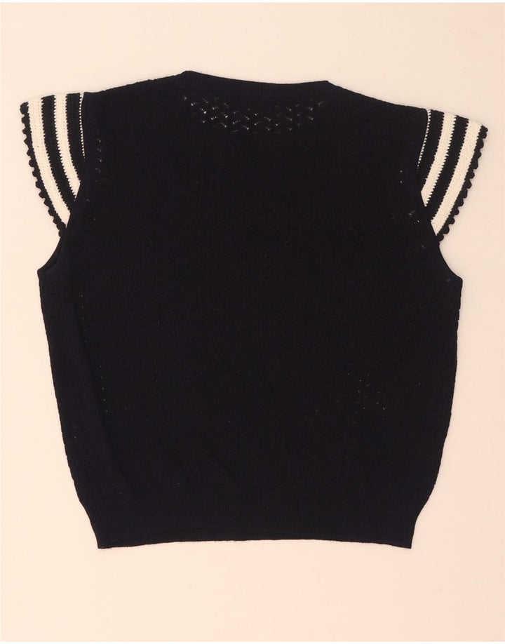 Top Zara da donna in maglia corta in maglia UK 12 medio a righe blu navy