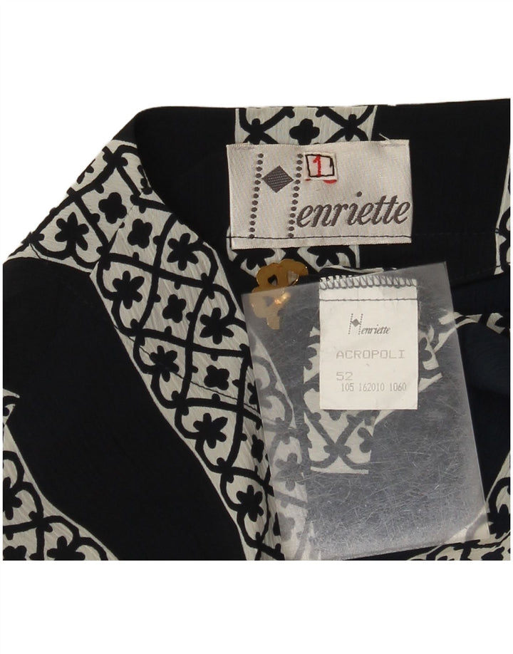 Camicetta camicia vintage da donna con maniche a 3/4 IT 52 2XL Poliestere a righe nere