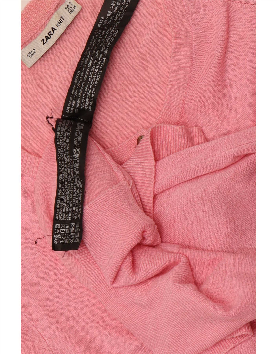 Maglione cardigan da donna Zara UK 10 piccolo rosa viscosa