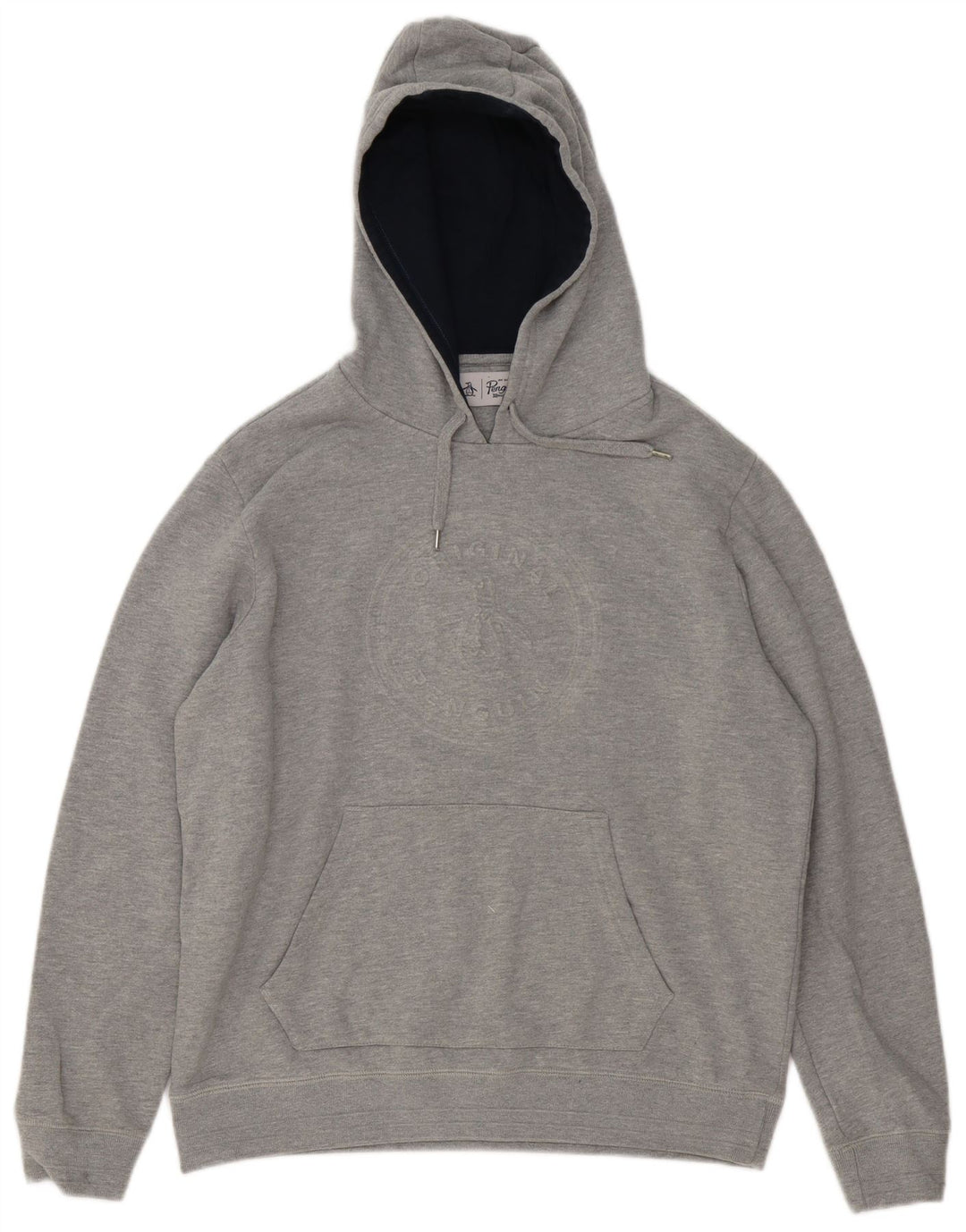 Felpa con cappuccio grafica da uomo Penguin, grande cotone grigio