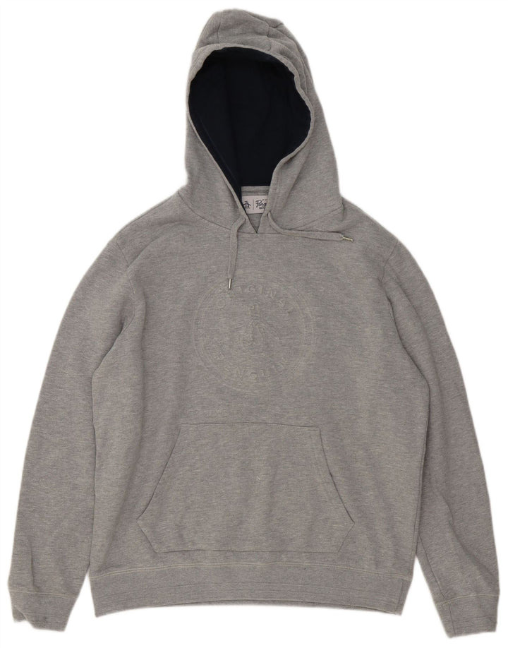 Felpa con cappuccio grafica da uomo Penguin, grande cotone grigio