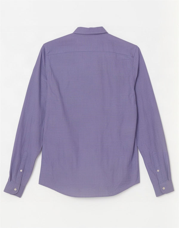 Camicia slim fit da uomo Tommy Hilfiger taglia 15 1/2 cotone gessato blu medio