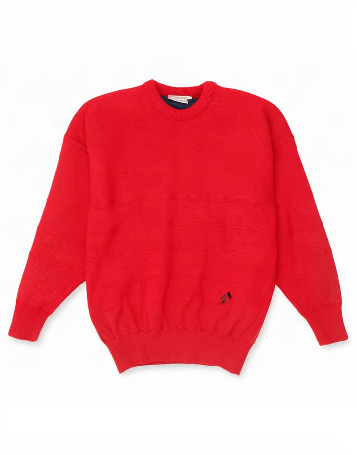 Maglione girocollo da uomo girocollo in agnello verde grande rosso