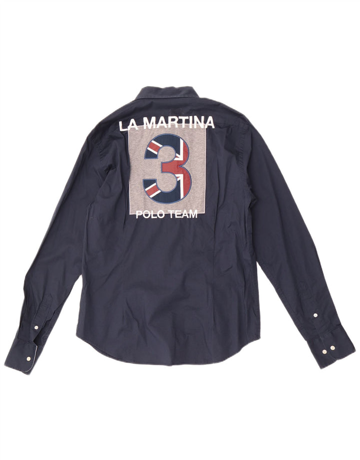 Camicia grafica da uomo La Martina piccola in cotone blu navy