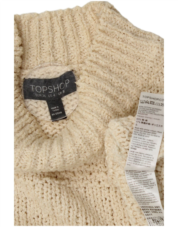Maglione maglione oversize da donna con collo alto Topshop UK 8 piccolo bianco sporco