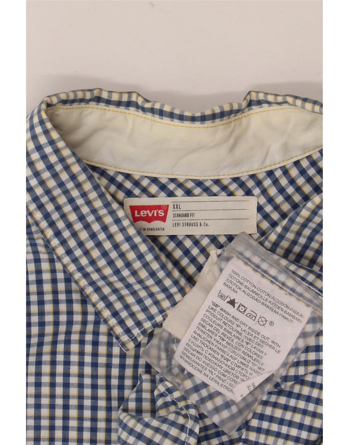 Camicia Levi's da uomo a maniche corte vestibilità standard 2XL Blu a quadri in cotone classico