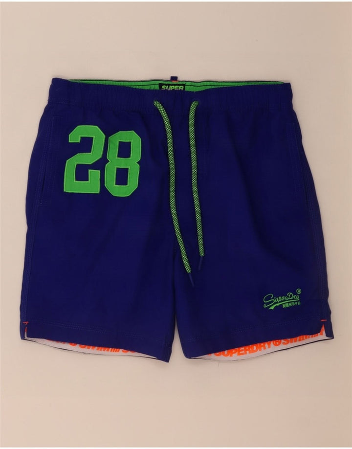 Pantaloncini da bagno grafici da uomo Superdry in poliestere blu medio