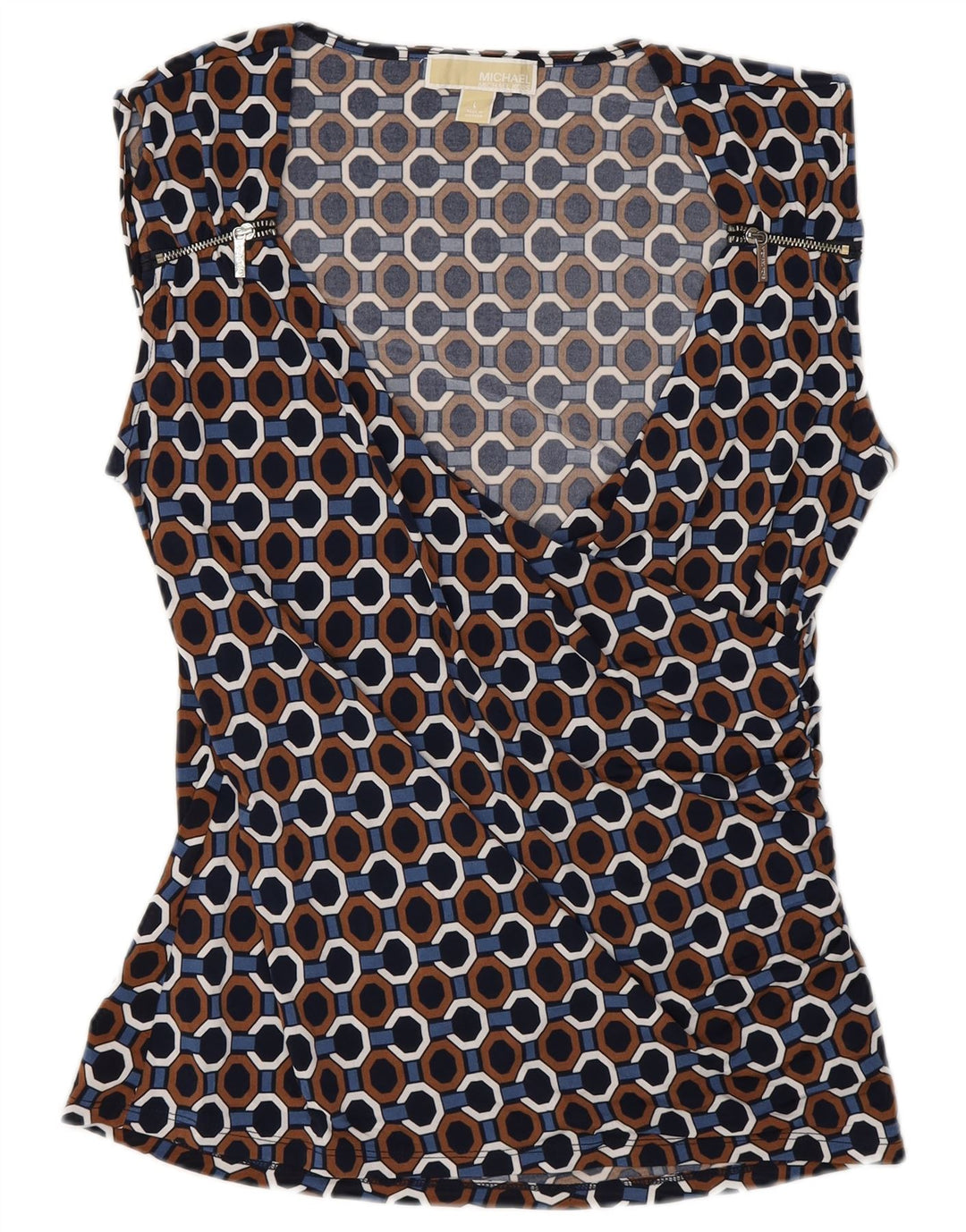 Top camicetta da donna Michael Kors UK 14 grande geometrico multicolore